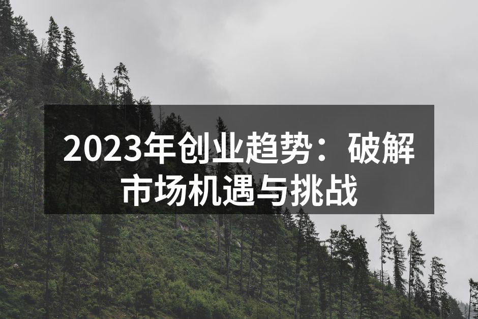 2023年创业趋势：破解市场机遇与挑战